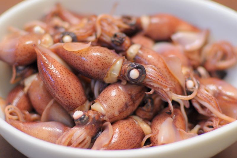 Calmars et fondue de poireaux