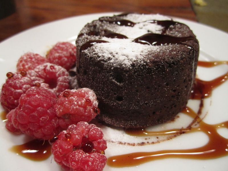 Coulant au chocolat et à la framboise