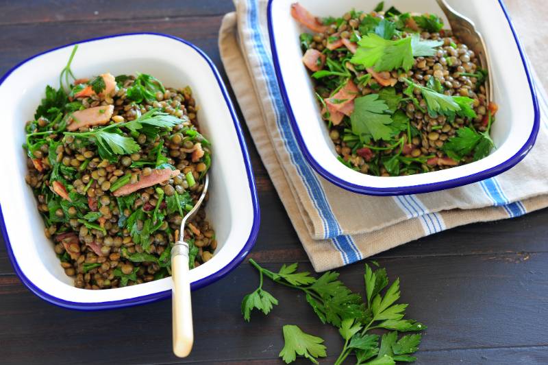 Salade de lentilles aux lardons