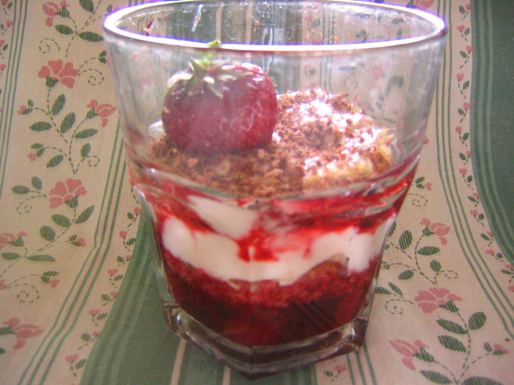 Triffle de fromage de chèvre aux framboises